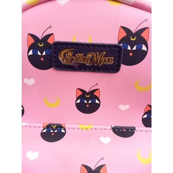 Loungefly Sailor Moon Backpack Luna P Cat Pink Mini Charm Faux Leather Pockets main image 5